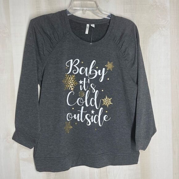 Cato Tops - CATO new without‎ tags gray Baby it’s cold outside Holiday sweatshirt, size XS